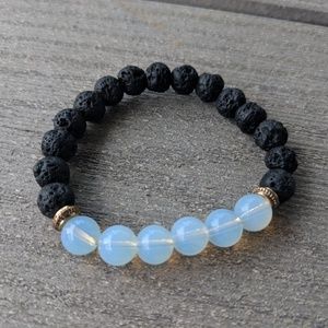 Streachy opal and lava rock bracelet